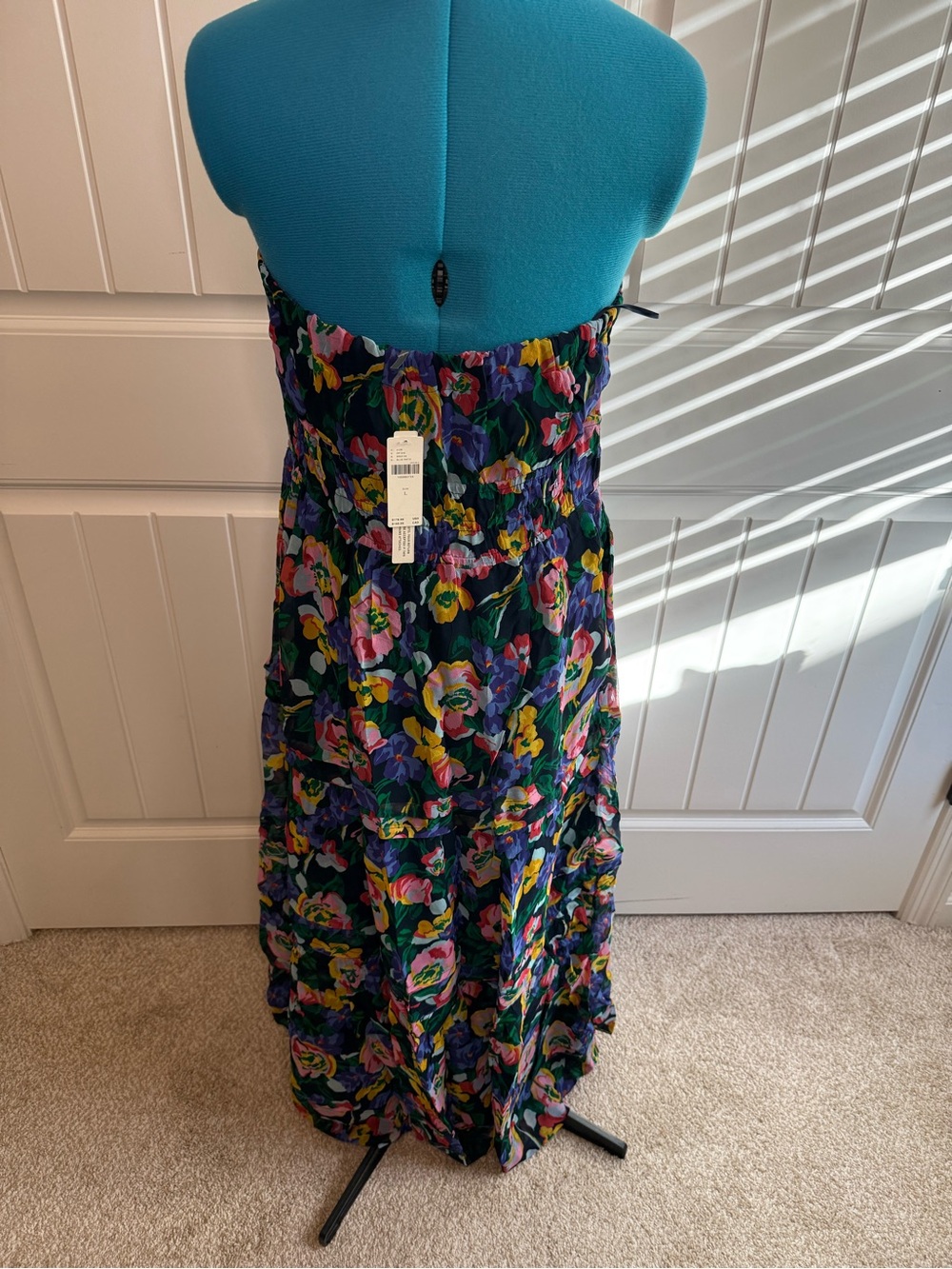 Anthropologie Strapless Floral Tiered Maxi Dress — Black with Multicolor Floral - Picture 7 of 9